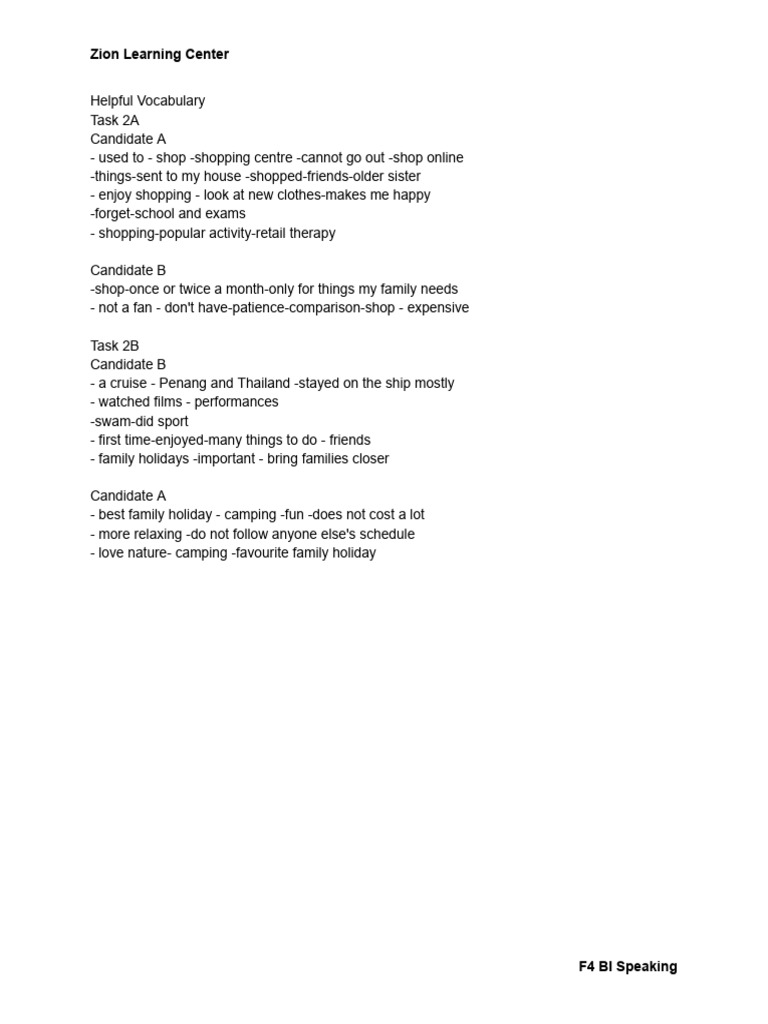 F4 BI Speaking Practice Guide | PDF