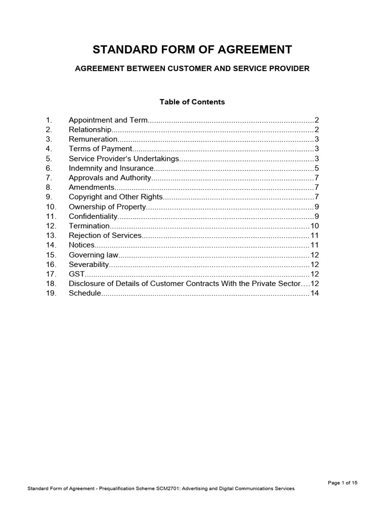 Dcs - Standard Form of Agreement | PDF | Indemnity | Copyright