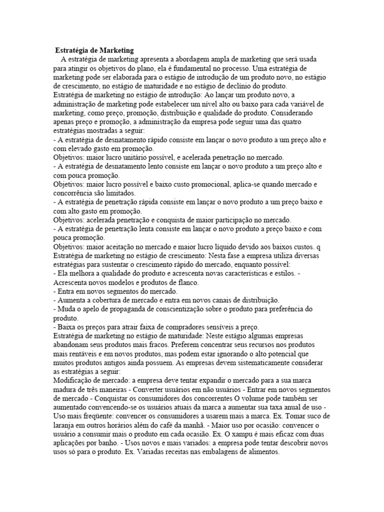 Estratégias de Marketing por Estágio | PDF | Marketing | Segmentação de ...