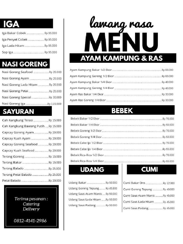 Menu Lawang Rasa | PDF