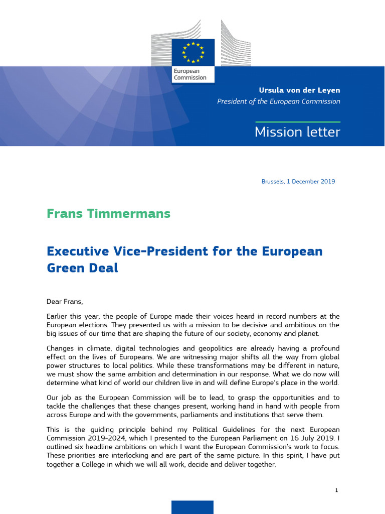 European Commission Mission Letter 2019 | PDF | European Union ...