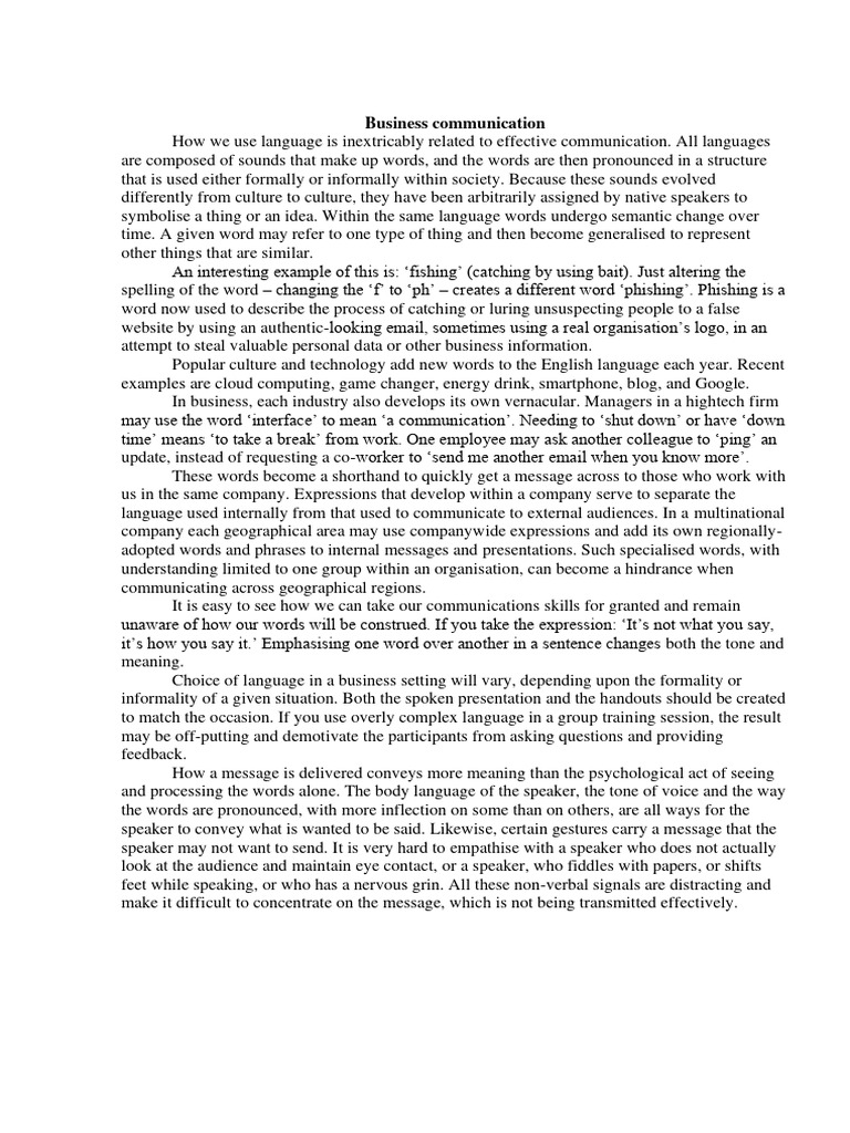 Business Reading Advanced Download Free Pdf Human Communication