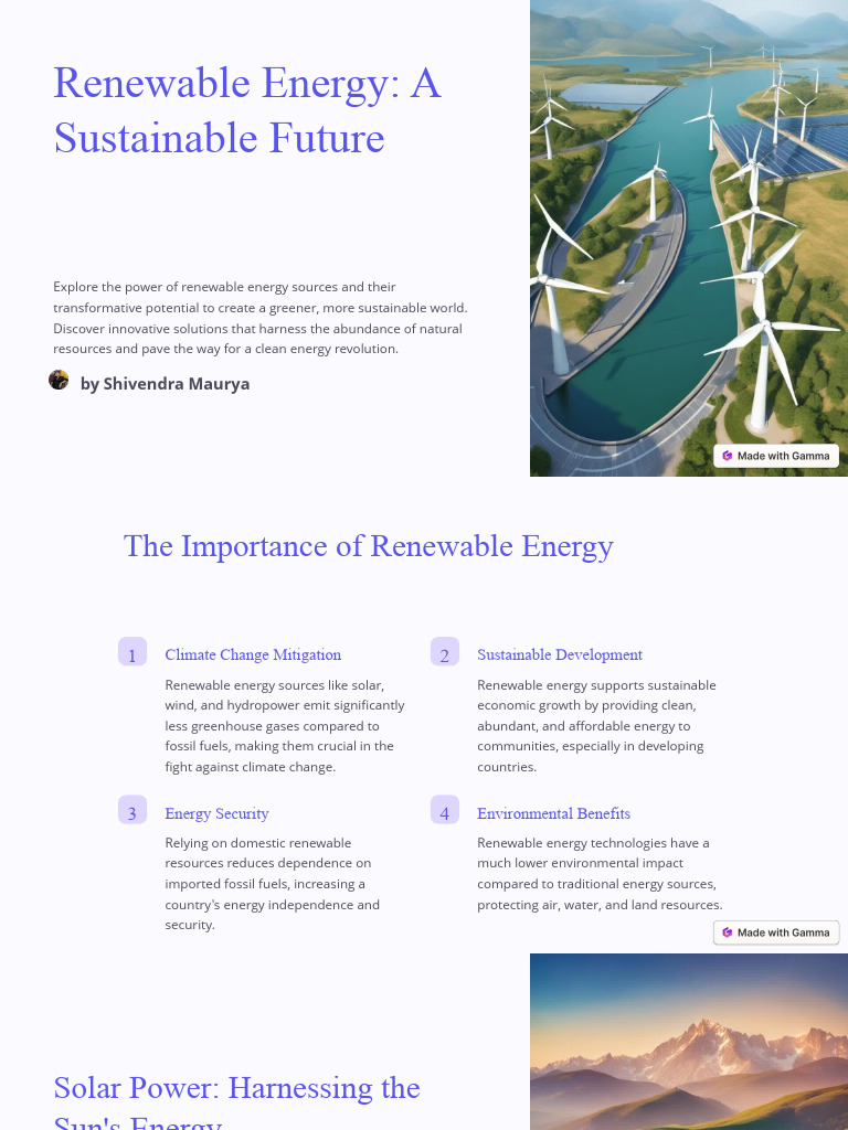 Renewable Energy for a Sustainable Future | PDF | Renewable Energy ...