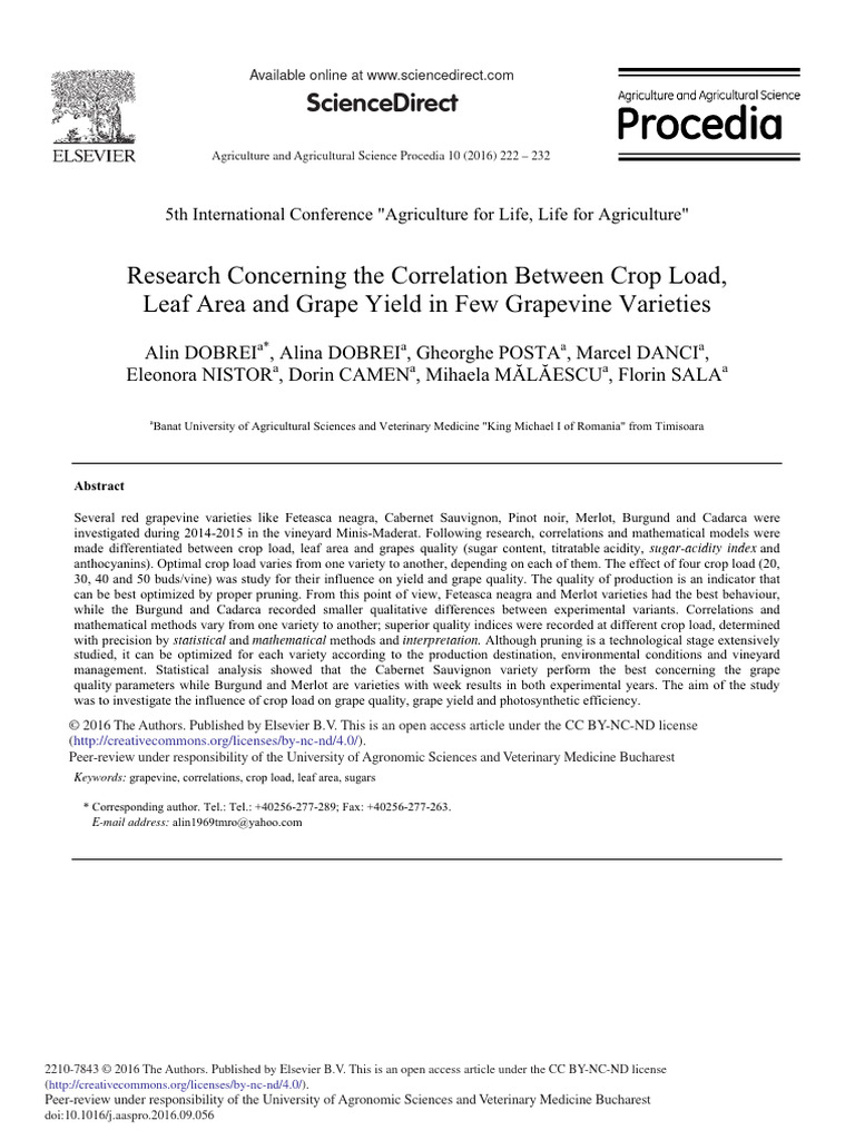 Impact of Crop Load on Grape Quality | PDF