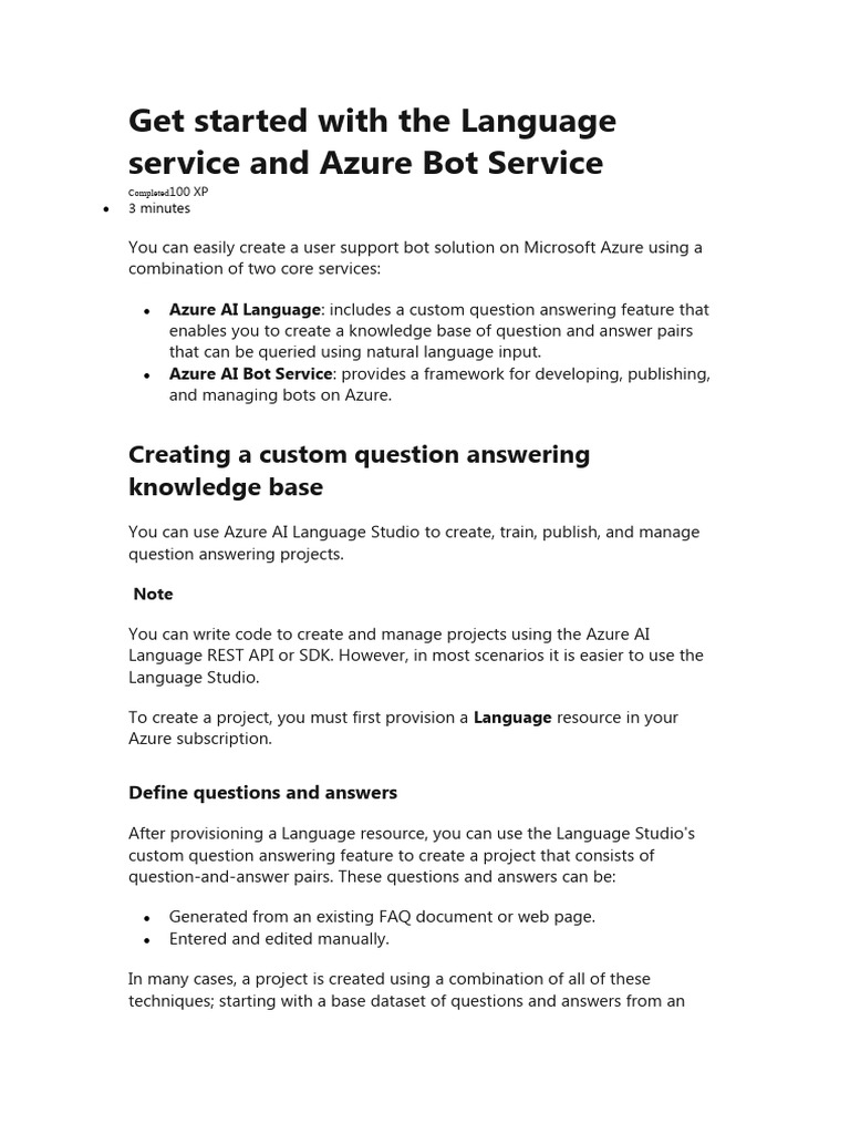 Create a Support Bot with Azure AI | PDF | Microsoft Azure | Faq