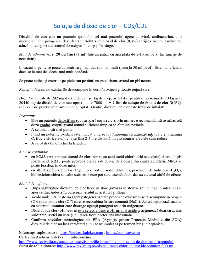 Solutia de Dioxid de Clor - CDS | PDF