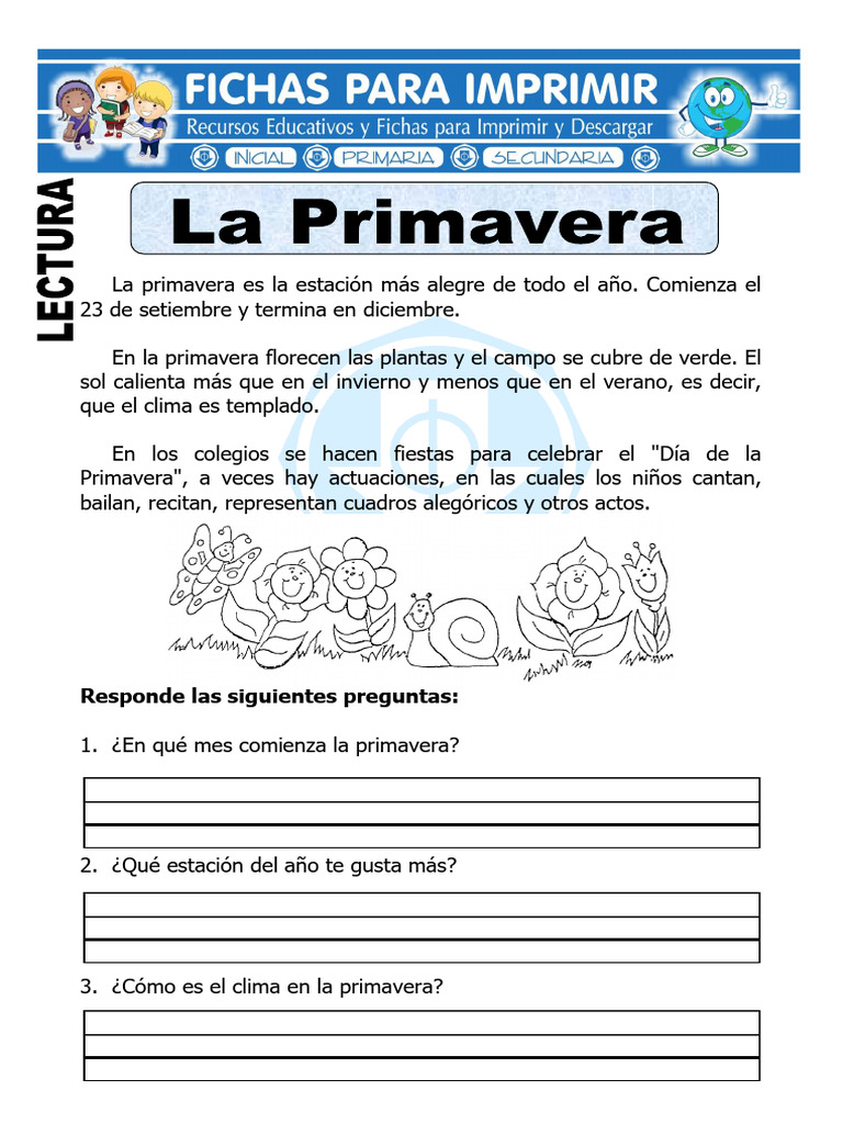 Ficha de La Primavera para Primaria | PDF