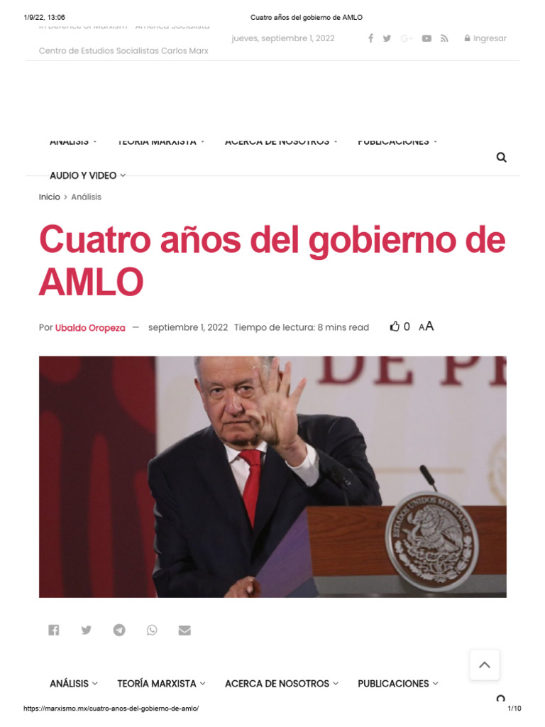 Cuatro Años Del Gobierno de AMLO | PDF | Capitalismo | Corrupción política