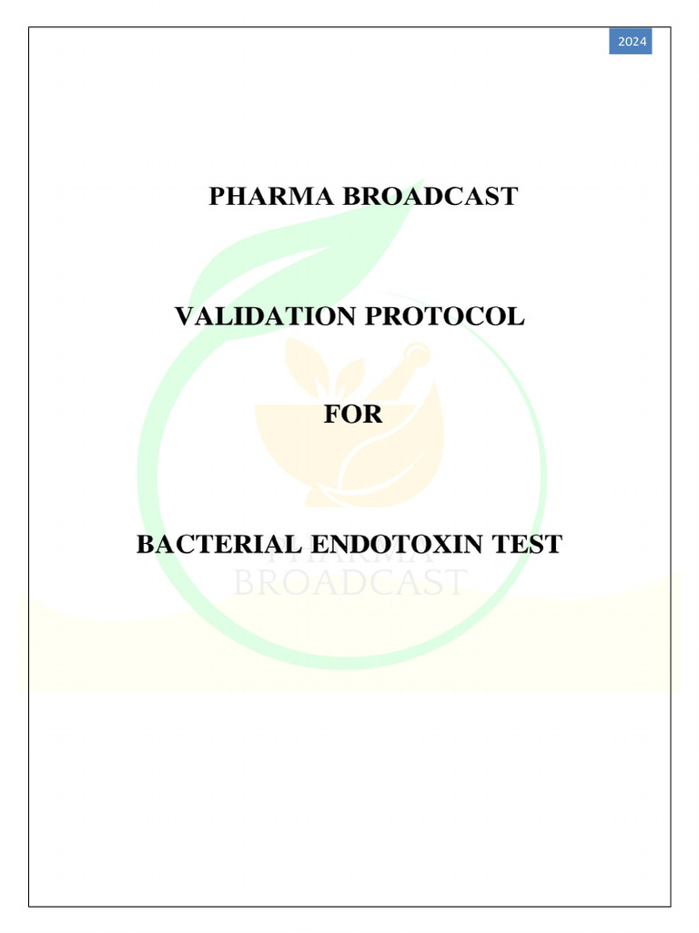 Template Endotoxin Test Protocol | PDF
