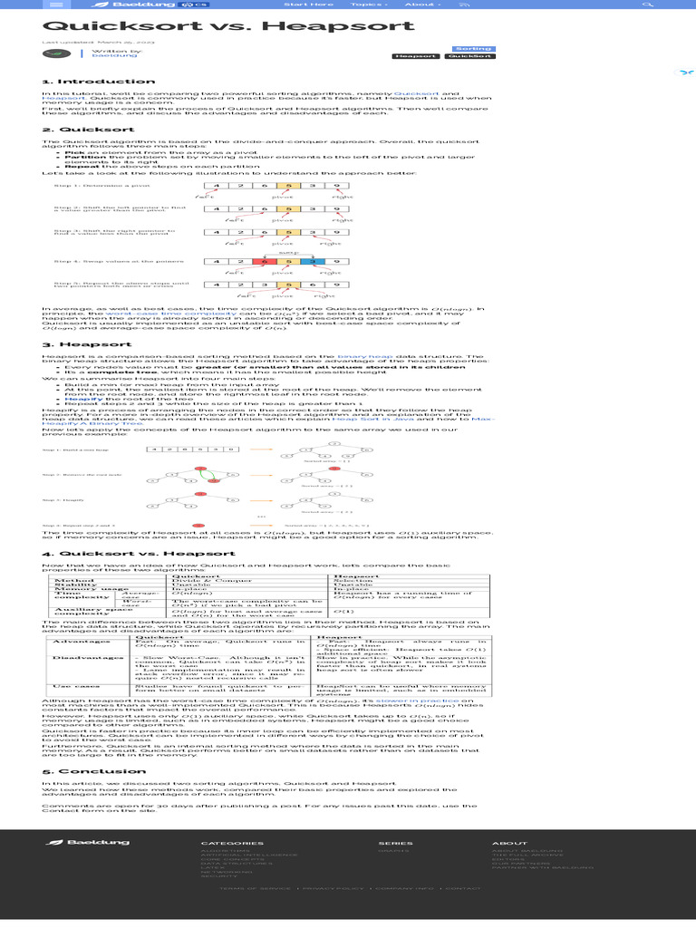 Quicksort vs. Heapsort - Baeldung On Computer Science | PDF ...