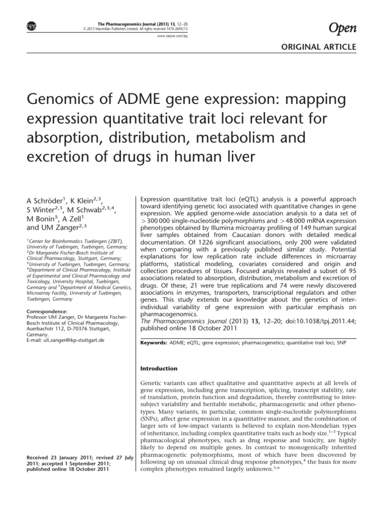 Genomics and Genes For ADME of Drugs in Liver | PDF | Single Nucleotide ...