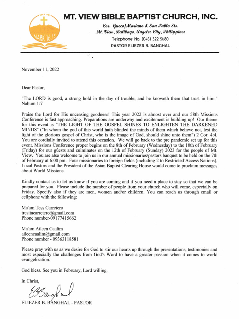 MC Letter 2023 | PDF | Theology | Christian Belief And Doctrine