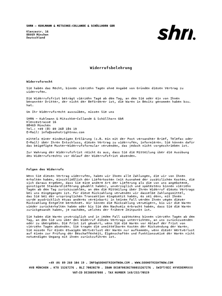 SHRN Widerrufsbelehrung | PDF