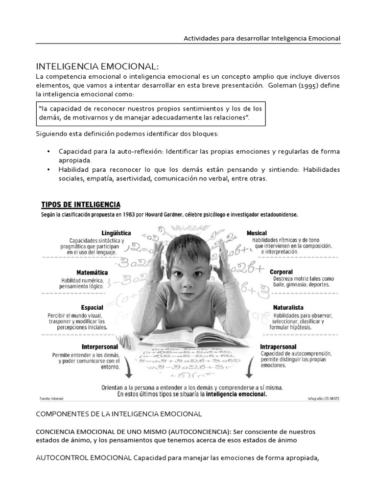 Actividades para Mejorar la Inteligencia Emocional | PDF | Las ...