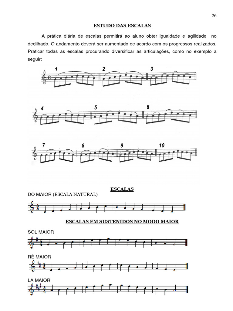 Escalas Flauta | Download grátis PDF | Escala (música) | Notação musical