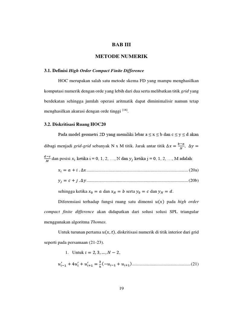 Metode HOC dan RK4 dalam Diskritisasi Numerik | PDF | Metode & Bahan Ajar