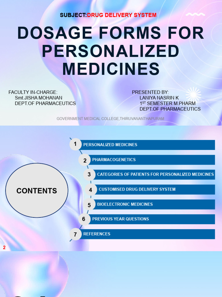 Customized Drug Delivery in Personalized Medicine | PDF ...