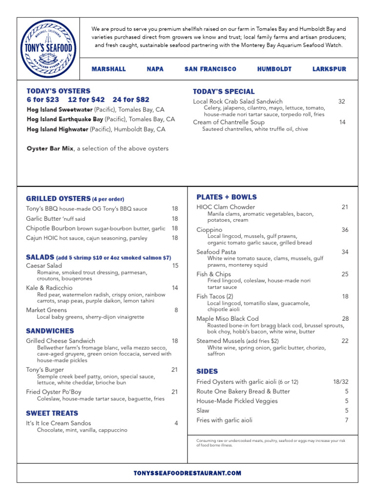 Tony's Menu 2023 02.1.24 | PDF | Salad | Rose