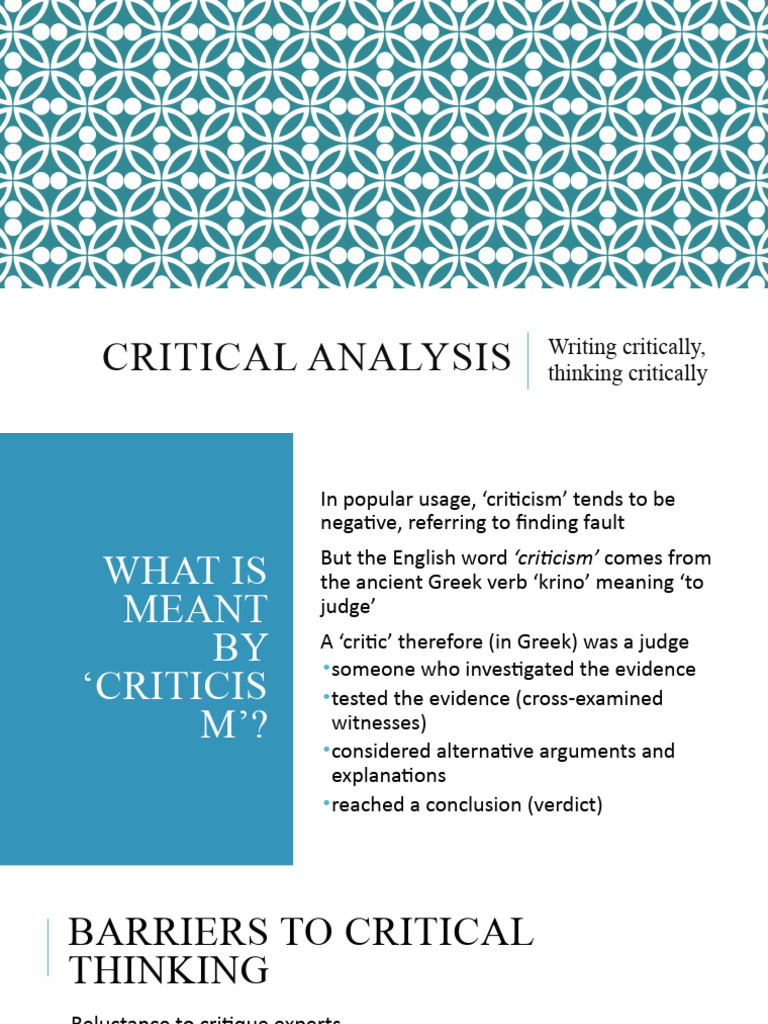 CritAnalysis Workshop2b | PDF | Critical Thinking | Nursing