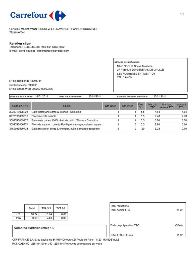 comment obtenir une facture carrefour en ligne