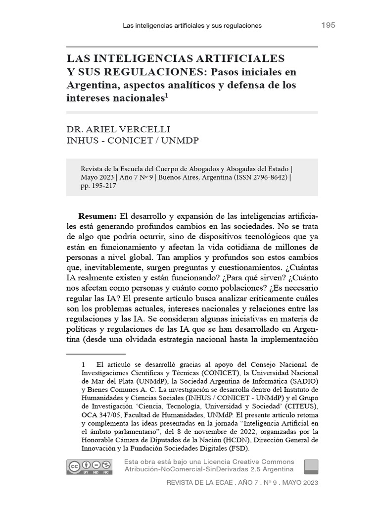 Regulaciones de IA en Argentina 2023 | PDF | Inteligencia artificial ...