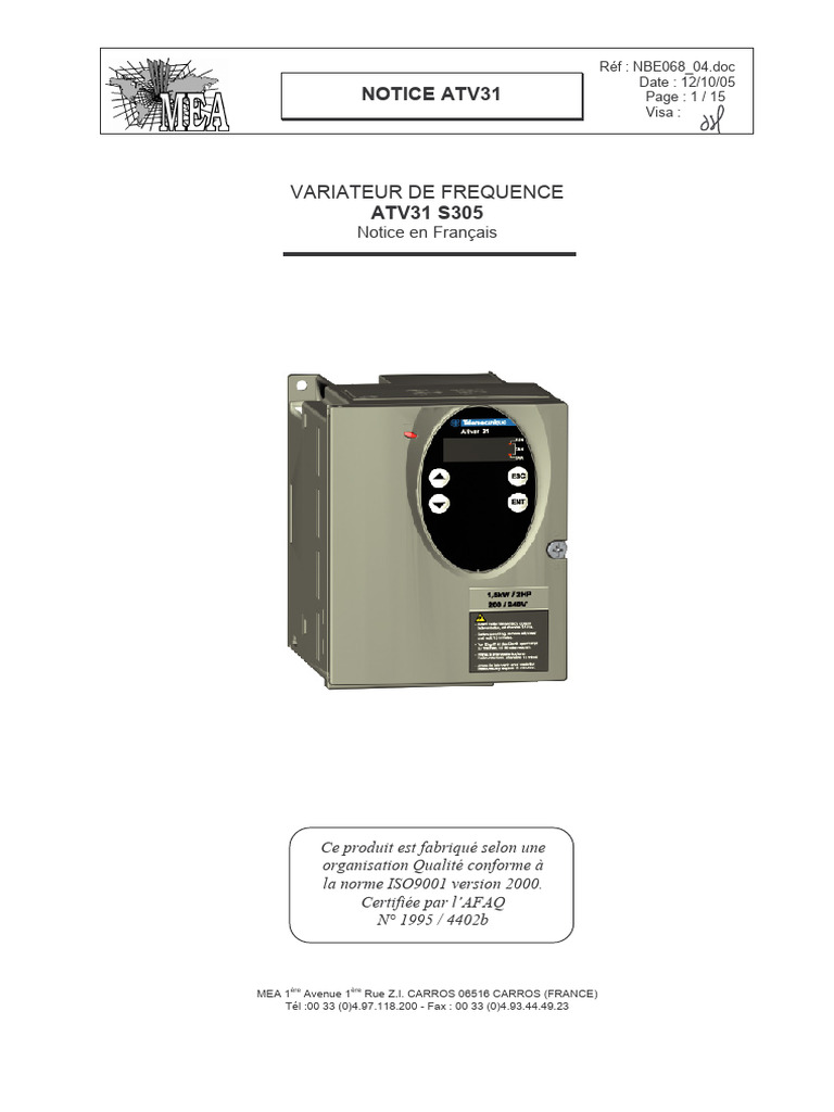 Notice Variateur ATV31 | PDF