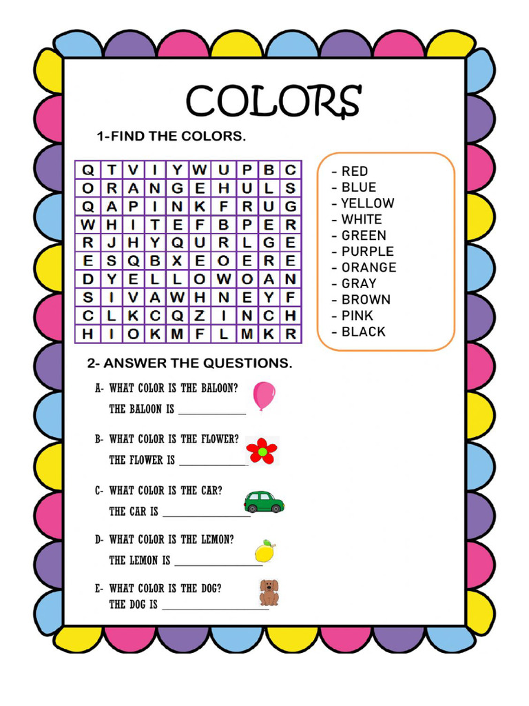 Colors Worksheet For Kids | PDF