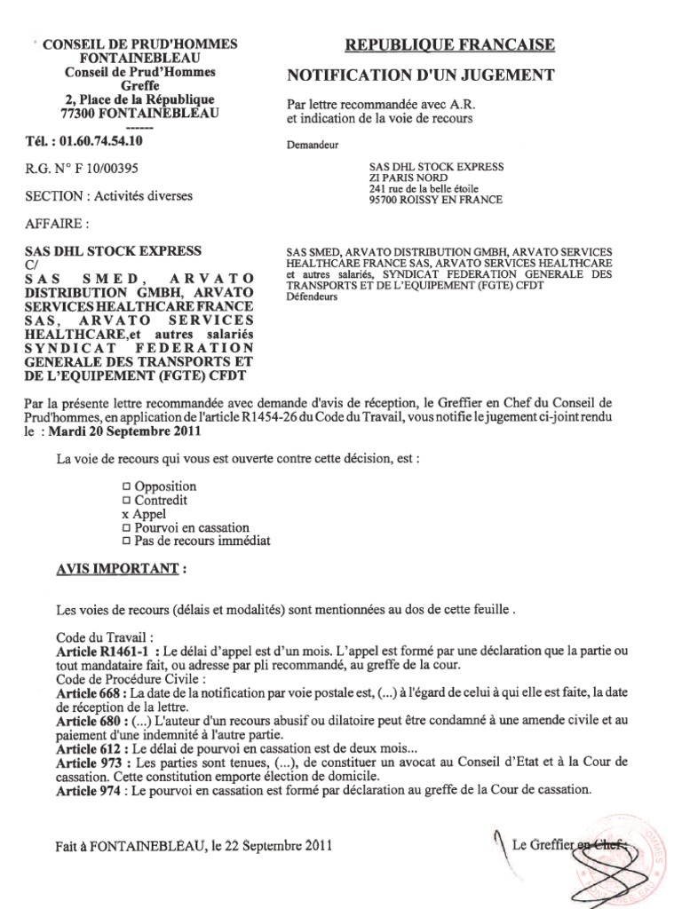 Le Jugement Du Conseil Des Prud'Hommes