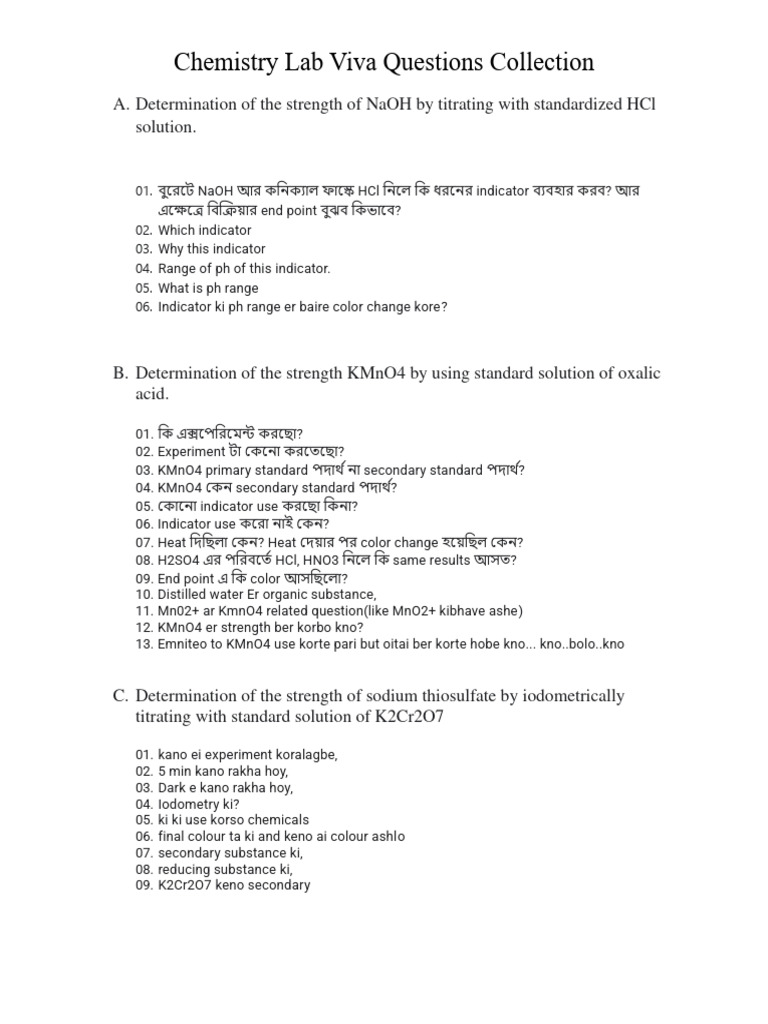 Chemistry Lab Final Questions Collection | PDF