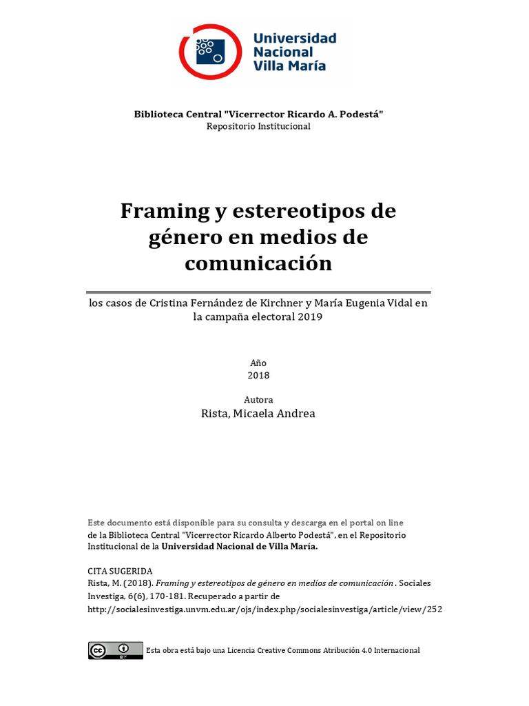 Framing y género en campañas 2019 | PDF | Estereotipos | Rol de género