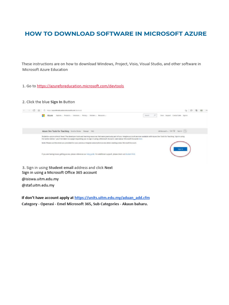 Downloading Software via Azure Education | PDF
