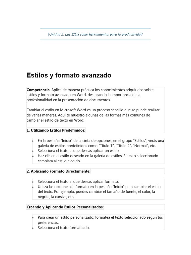 Estilos y Formatos Avanzados en Word | PDF | Macro (informática ...