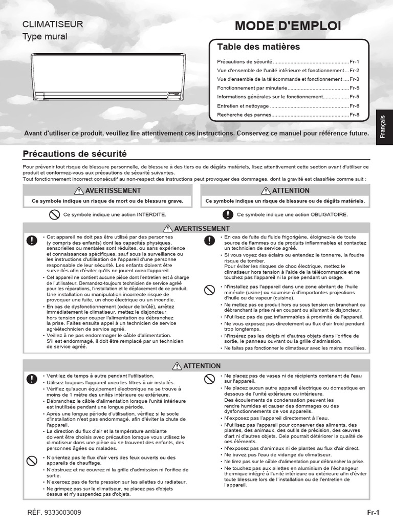 Mode d'emploi climatiseur Atlantic | PDF | Climatisation | Télécommande