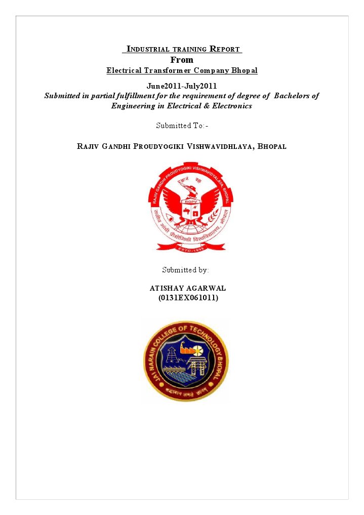 Industrial Training Report: Electrical Engineering | PDF