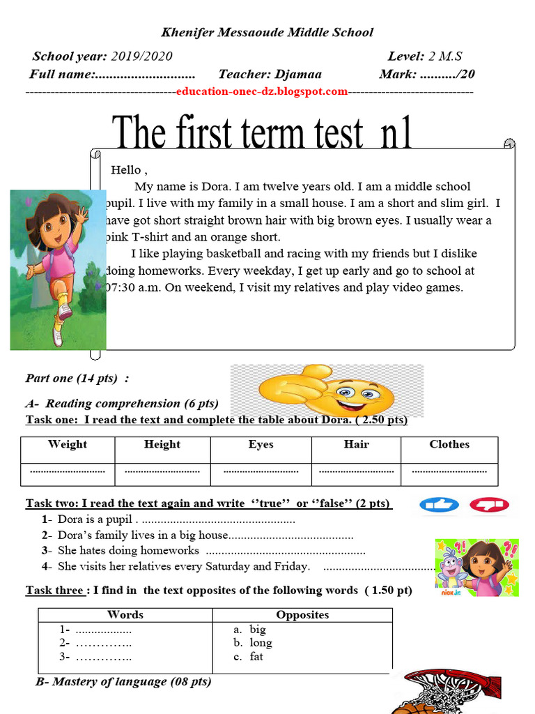1ST TERM TEST 2MS BY Djamaa .H | PDF