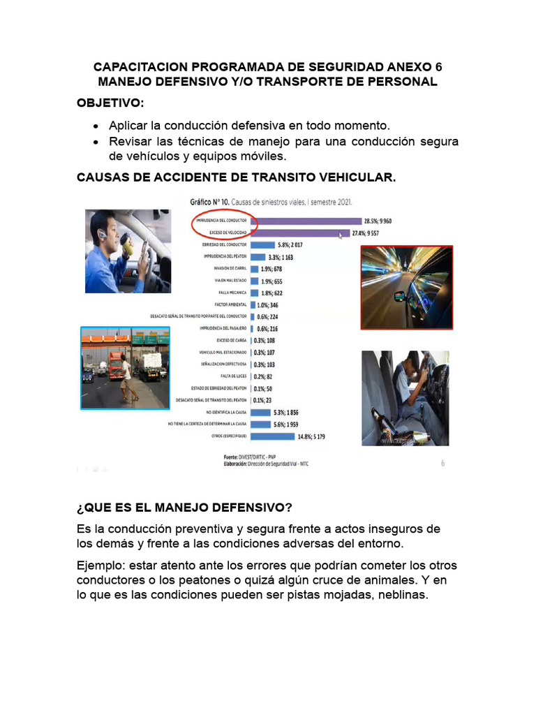 Capacitación en Manejo Defensivo y Seguridad | PDF | Accidente de ...