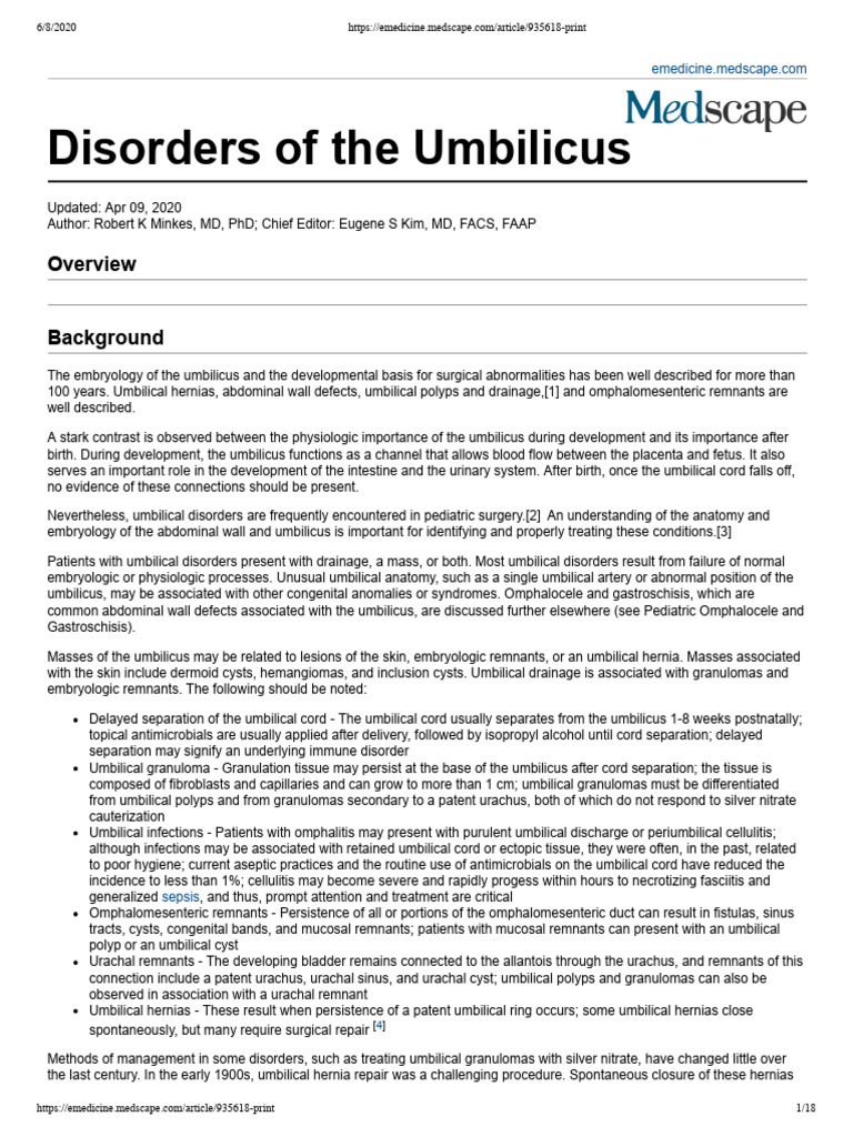 Medscape Disorders Umbillicus | PDF | Surgery | Clinical Medicine
