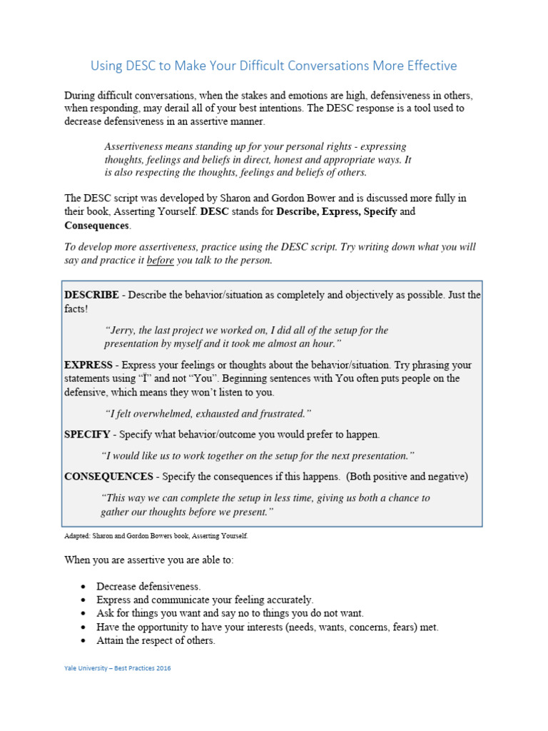 Effective Conversations with DESC | PDF | Self-Improvement