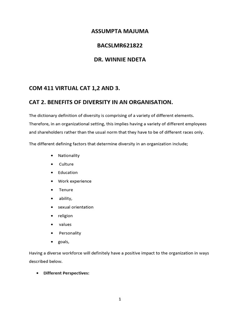Com 411 virtual cat 1 pdf organizational culture employment