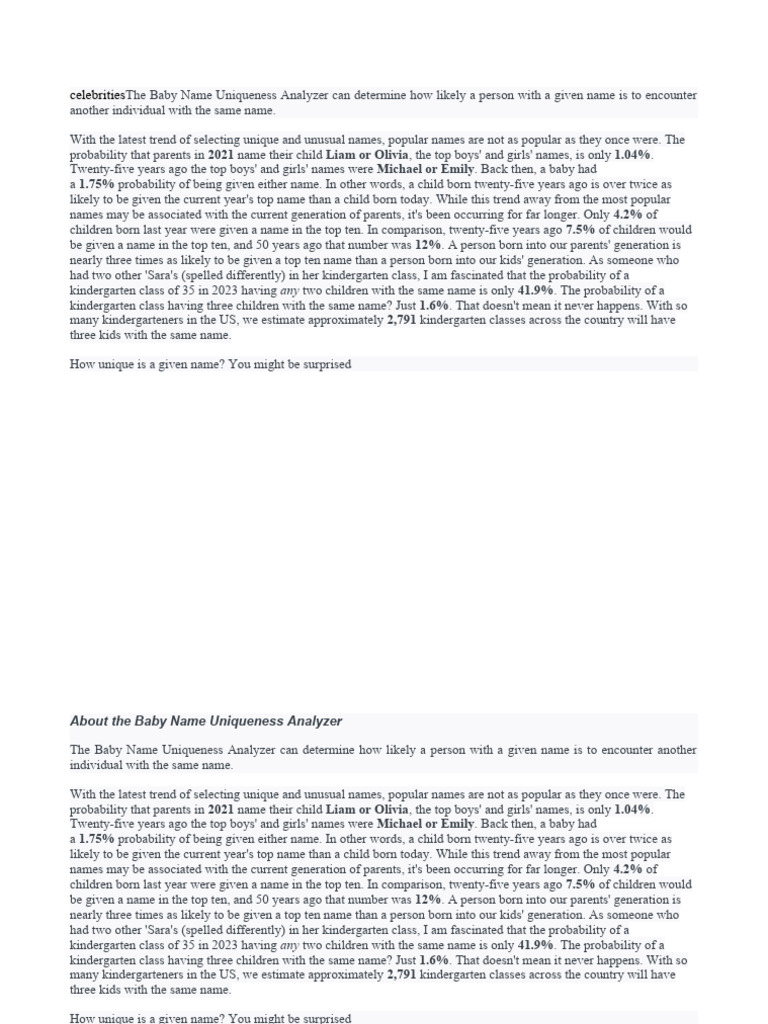 Baby Name Uniqueness Trends Explained | PDF | Muhammad