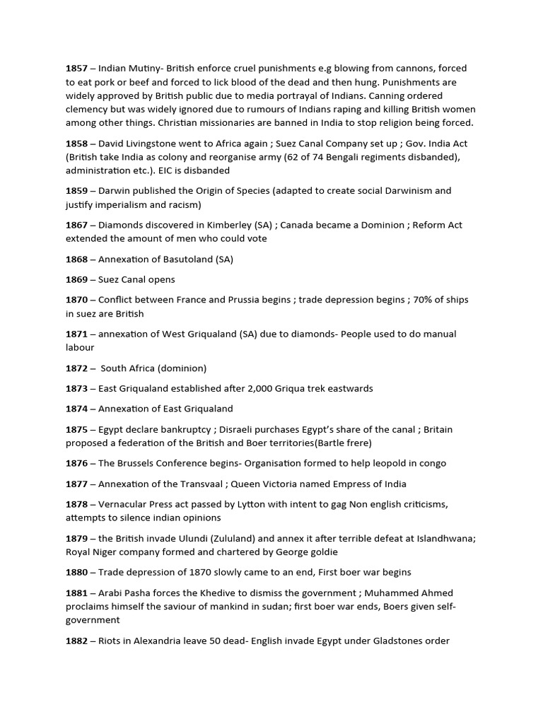 British Empire Timeline Pdf British Empire Second Boer War