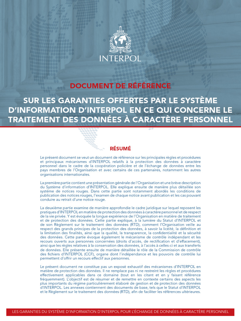 INTERPOL Document de Référence - Traitement Des Données Personnelles ...
