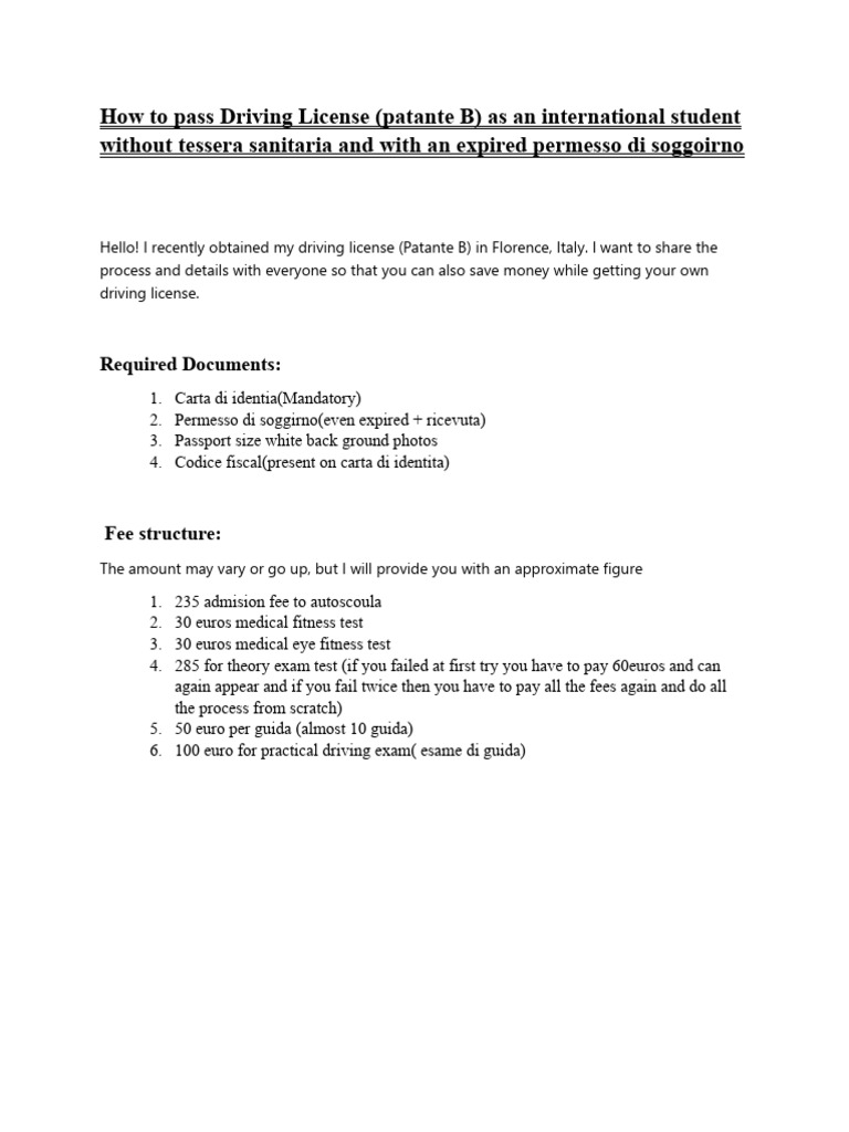 How To Pass Driving License in Italy For International Students PDF Driver's License You Tube