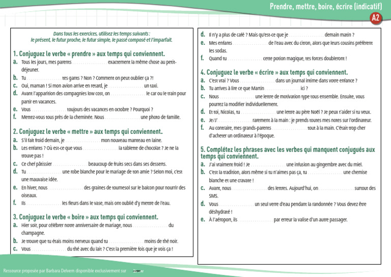 Conjugaison des verbes courants | PDF | Arts du langage et discipline
