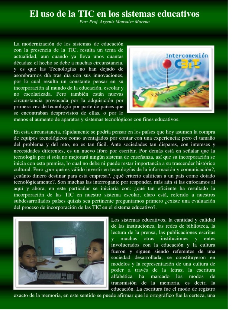 El Uso de La TIC en Los Sistemas Educativos | PDF