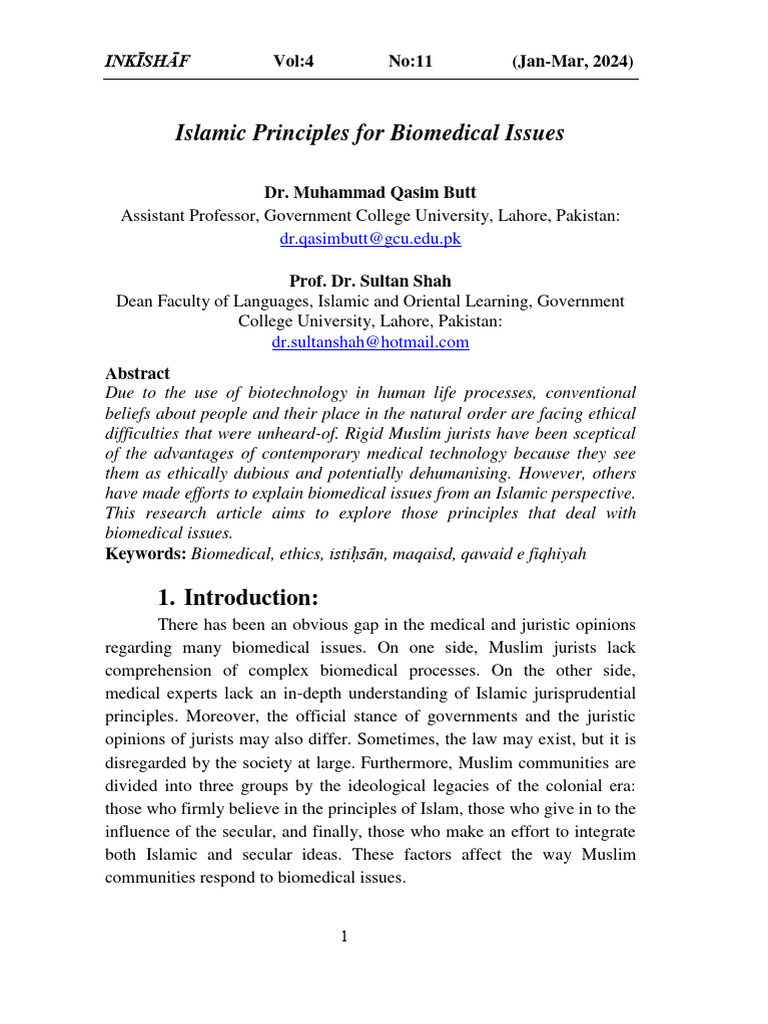 Islamic Ethics in Biomedical Issues | PDF | Medical Ethics | Sharia