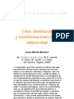 Crisis Identitarias y Transformaciones de La Subjetividad