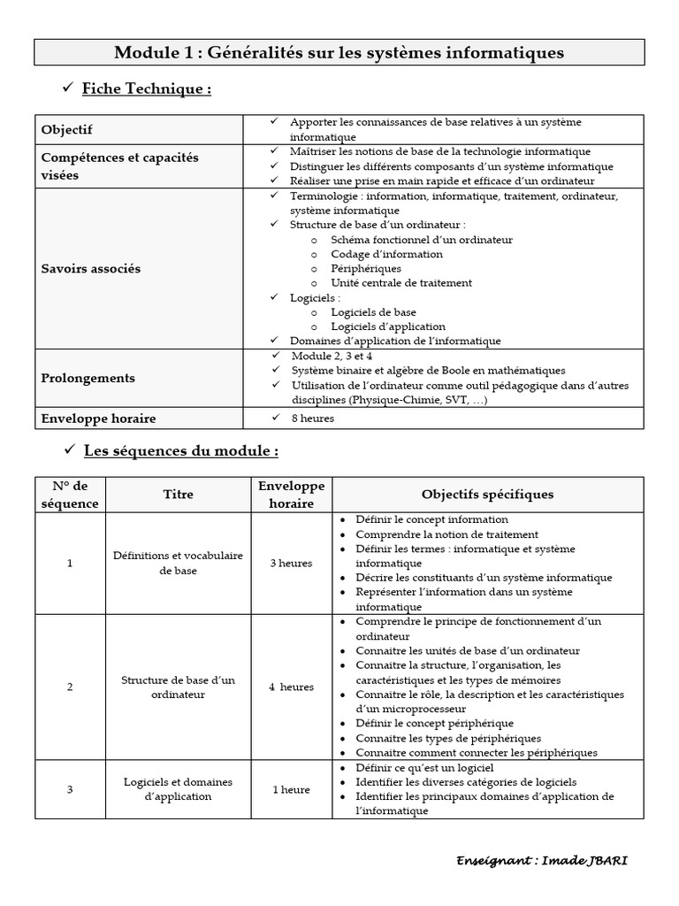 Fiche Technique sur les Systèmes Informatiques | PDF | Informatique ...