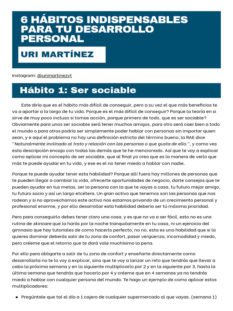 6 Hábitos para tu Crecimiento Personal | PDF | Protector solar