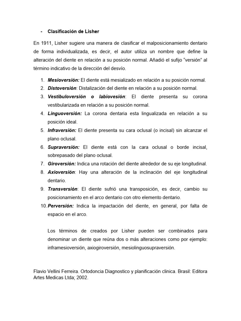 Clasificación de malposicionamiento dental | PDF